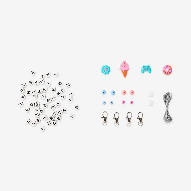DIY keyring bead set with string
