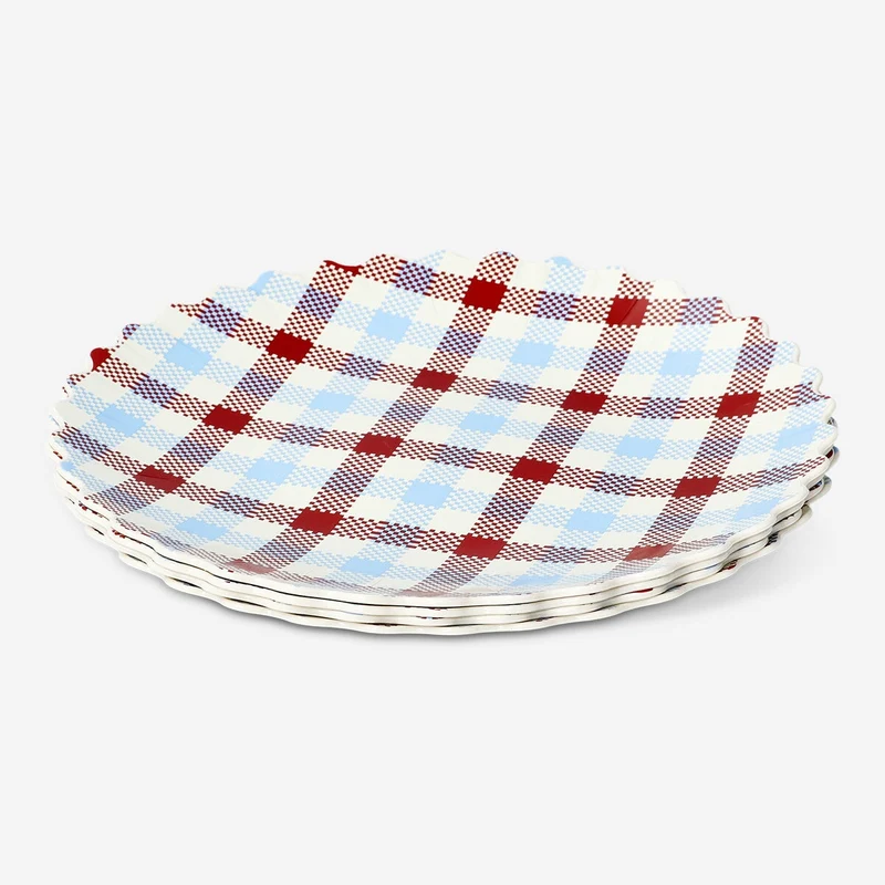 Checkered picnic plates - 4 pcs