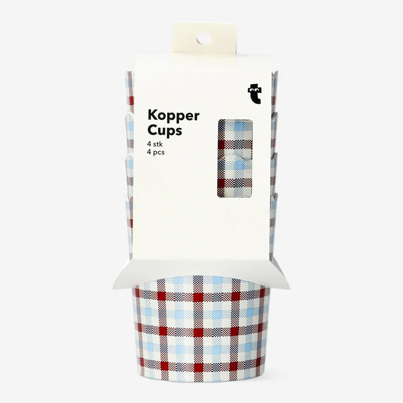 Checkered picnic cups - 4 pcs