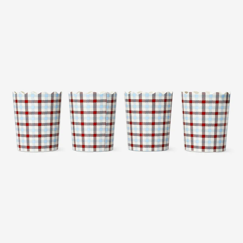 Checkered picnic cups - 4 pcs