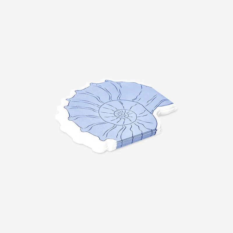 Blue seashell napkins - 16 pcs
