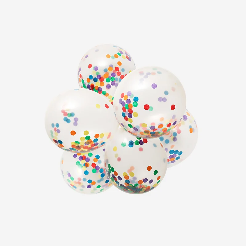 Balloons with rainbow confetti - 6 pcs