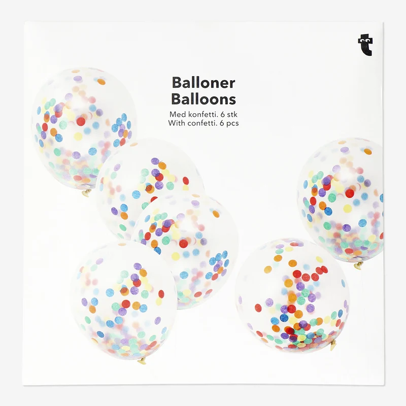 Balloons with rainbow confetti - 6 pcs
