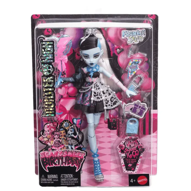 Monster High Cumplespantos Frankie Stein – Muñeca de fiesta con look electrizante