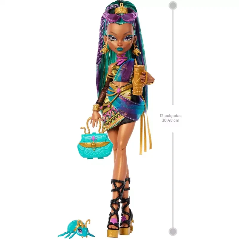 Monster High Nefera De Nile – Muñeca con mascota Lavish y 7 accesorios