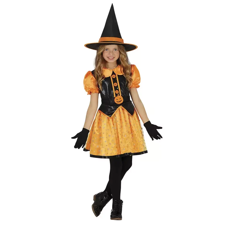 Disfraz Bruja Calabaza Purpurina Infantil T. 3-4