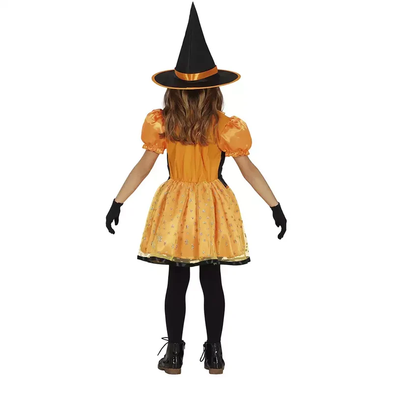 Disfraz Bruja Calabaza Purpurina Infantil T. 3-4