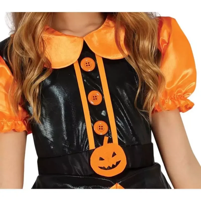 Disfraz Bruja Calabaza Purpurina Infantil T. 7-9