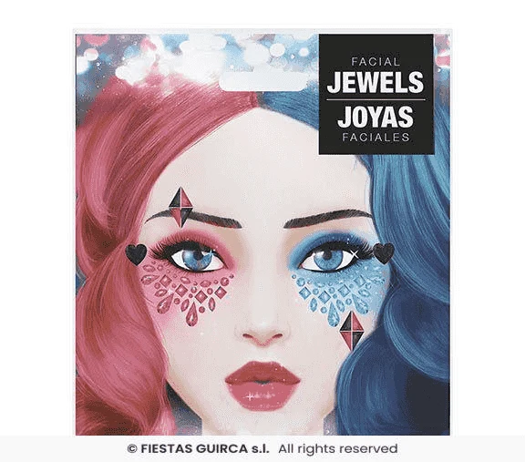 Joyas faciales adhesivas multicolor – Complemento de maquillaje para Halloween y disfraces