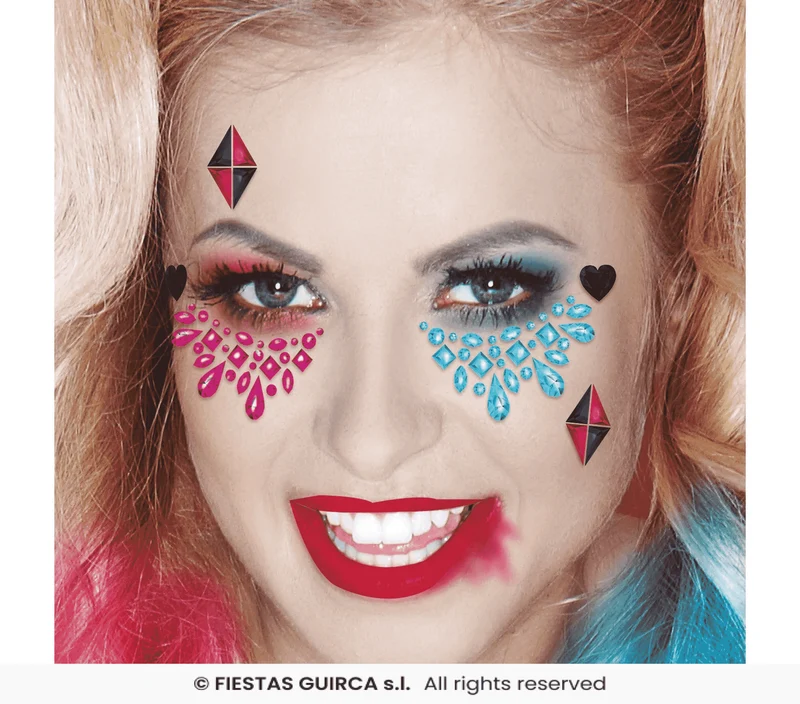Joyas faciales adhesivas multicolor – Complemento de maquillaje para Halloween y disfraces