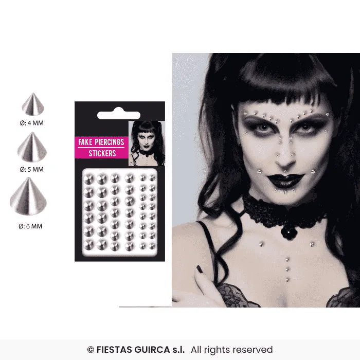 Pack 30 piercings falsos adhesivos – Complemento de maquillaje para Halloween