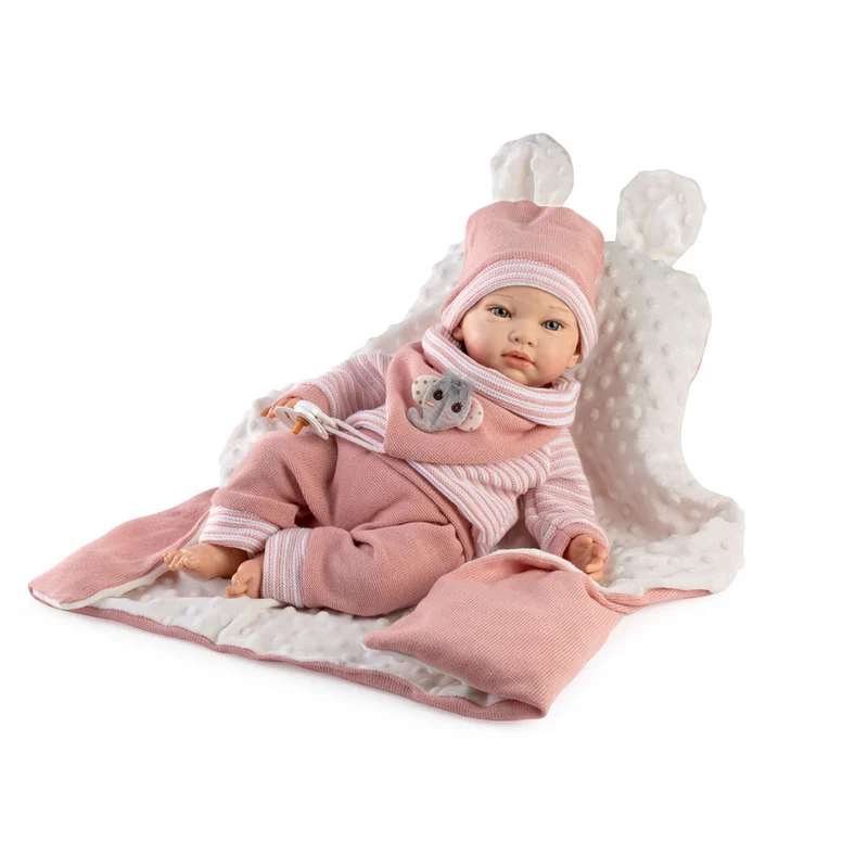 Reborn Valeria pintado a mano Muñeca Bebé con mantita 46cm