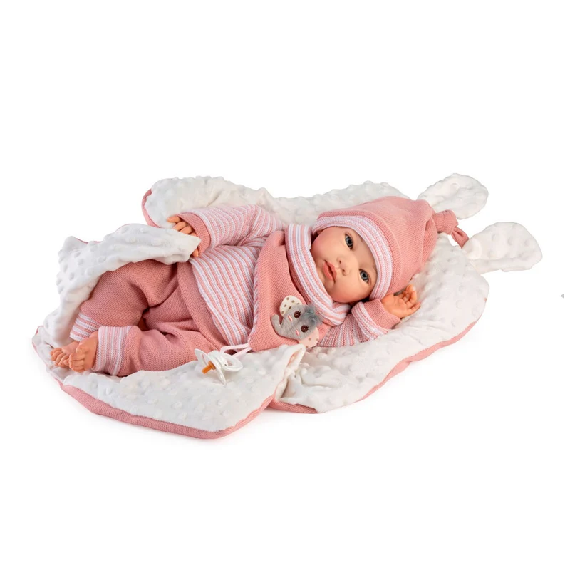 Reborn Valeria pintado a mano Muñeca Bebé con mantita 46cm