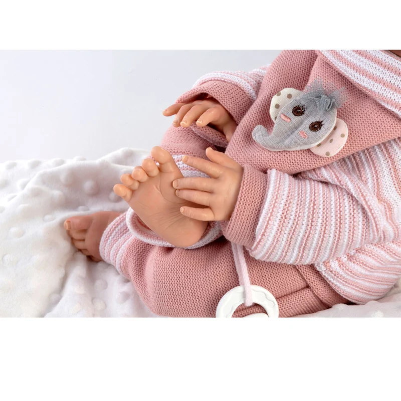 Reborn Valeria pintado a mano Muñeca Bebé con mantita 46cm