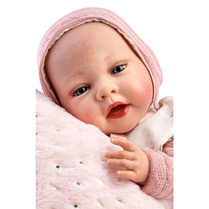 Muñeca Reborn Olga con Jersey de Lana Rosa y Braguita