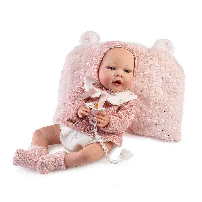 Muñeca Reborn Olga con Jersey de Lana Rosa y Braguita