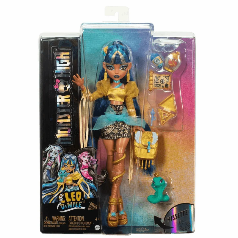Monster High Muñeca Cleo De Nile de Monster High Estilo Divino con Mascota Cobra Hissette