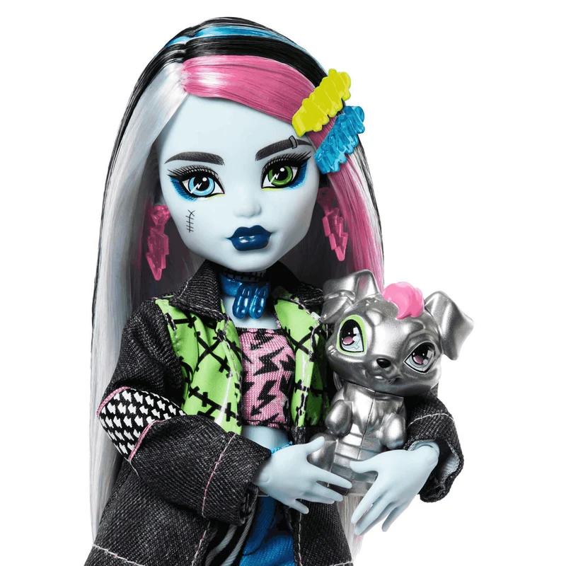Monster High Muñeca Frankie Stein con Mascota Watzie y Accesorios
