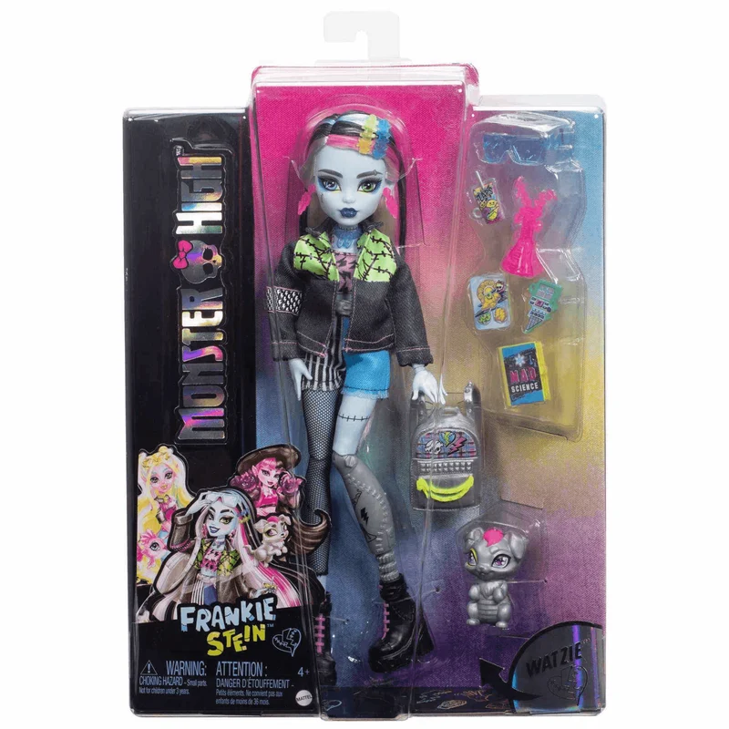 Monster High Muñeca Frankie Stein con Mascota Watzie y Accesorios