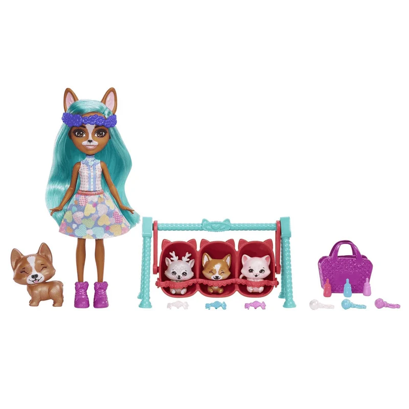 Enchantimals Baby BFFs Crizia Corgi Muñeca con mascotas 4 años
