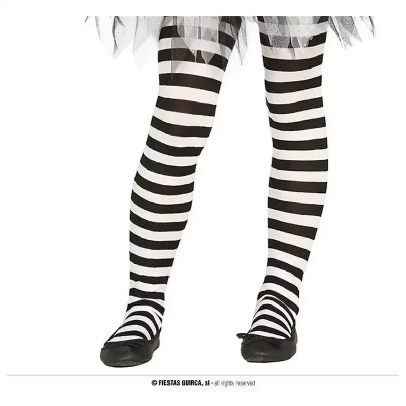 Panty rayas blanco-negro básico infantil 7-10 años
