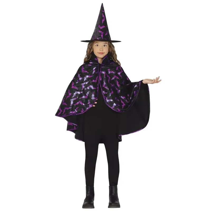 Disfraz Halloween Infantil Bruja Capa Y Sombrero 50 cm