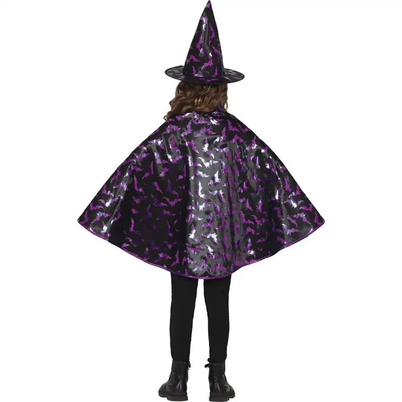 Disfraz Halloween Infantil Bruja Capa Y Sombrero 50 cm
