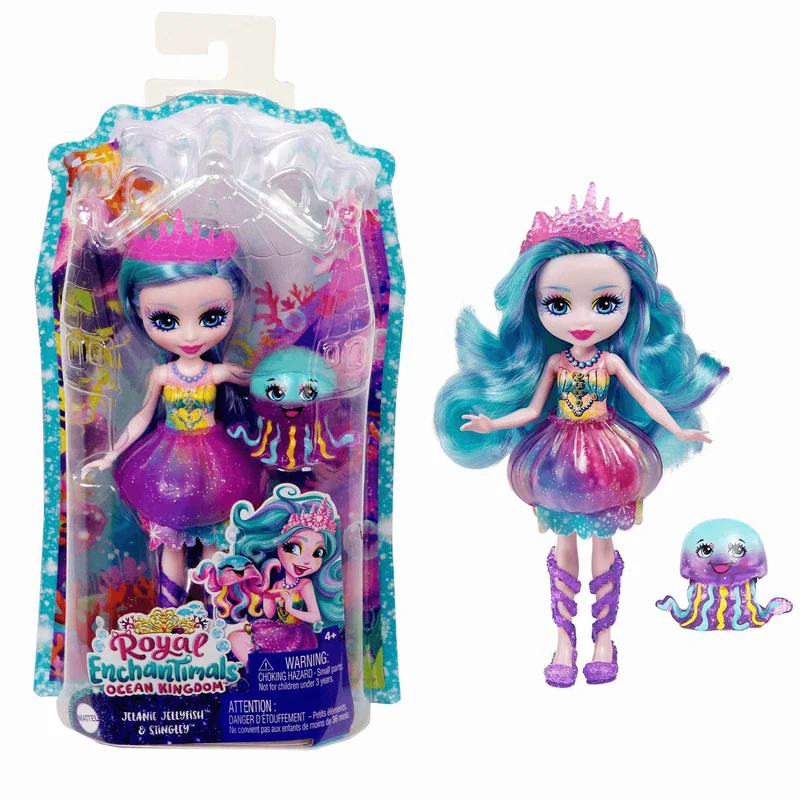 Royal Enchantimals Ocean Kingdom Muñeca Jelanie Jellyfish con mascota 4 años