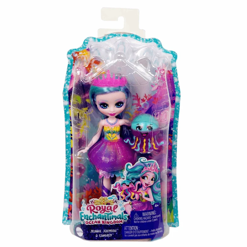 Royal Enchantimals Ocean Kingdom Muñeca Jelanie Jellyfish con mascota 4 años