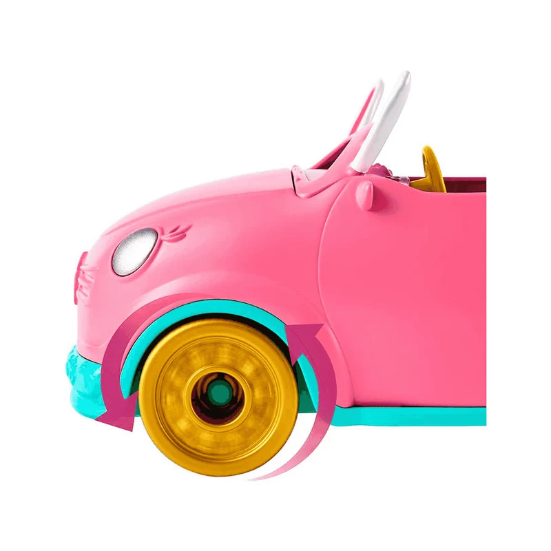 Enchantimals Bunnymóvil Muñeca Bree Bunny con coche rosa descapotable
