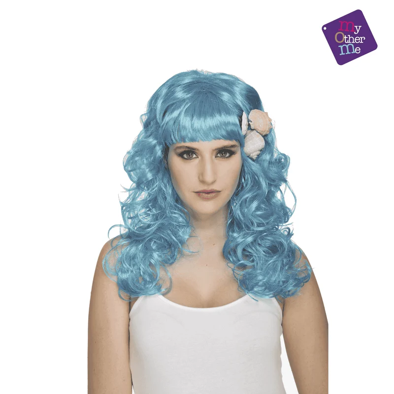 Peluca Sirenita color azul para disfraz