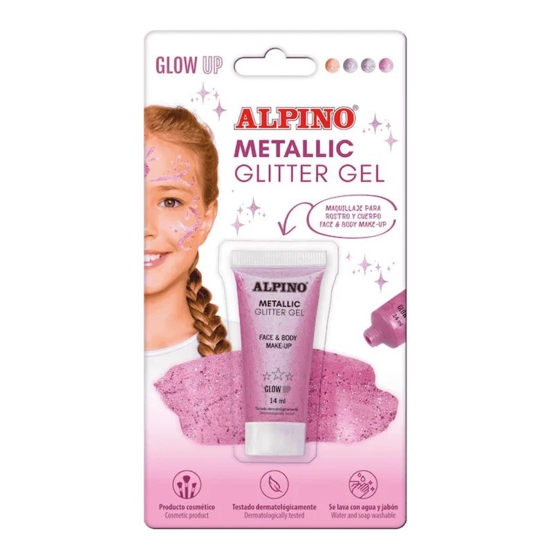 Maquillaje Gel Purpurina Metálico Rosa Alpino