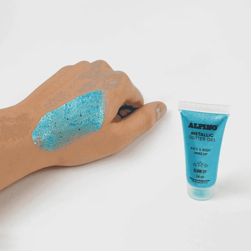 Maquillaje Gel Purpurina Metálico Azul Alpino