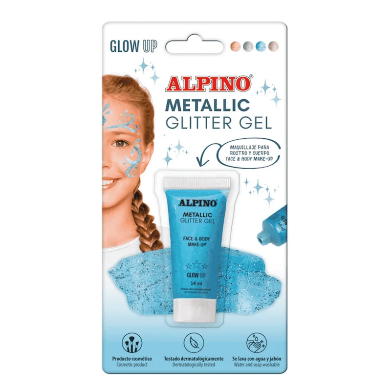 Maquillaje Gel Purpurina Metálico Azul Alpino