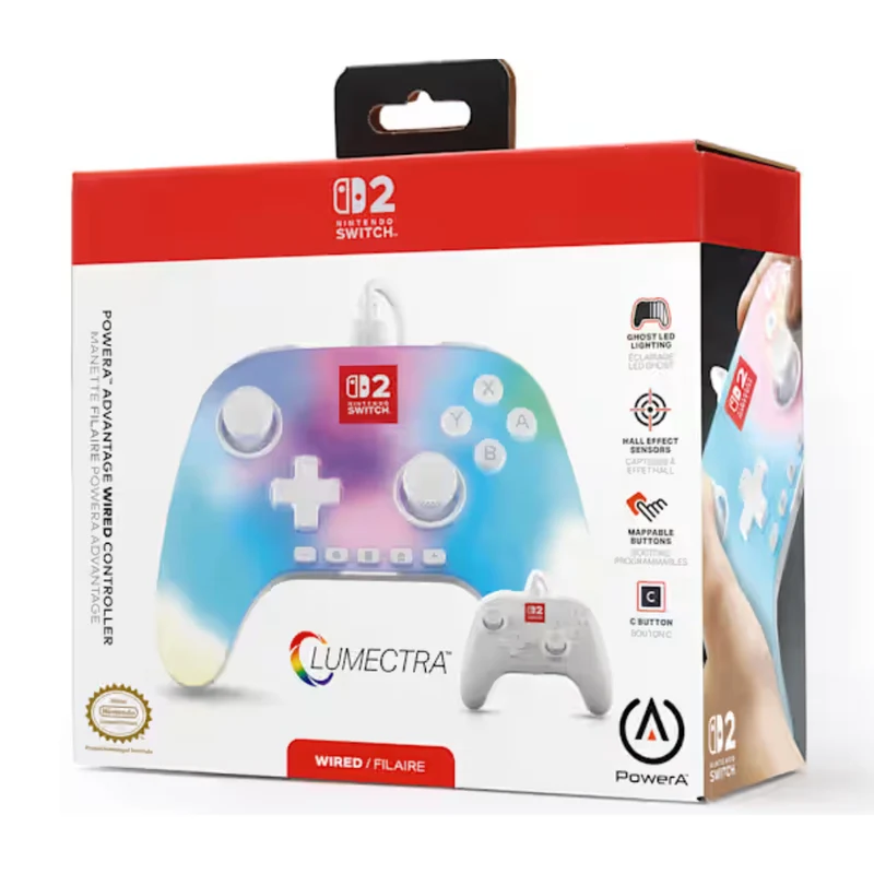 PowerA Control Alámbrico Advantage Lumectra, para Switch 2