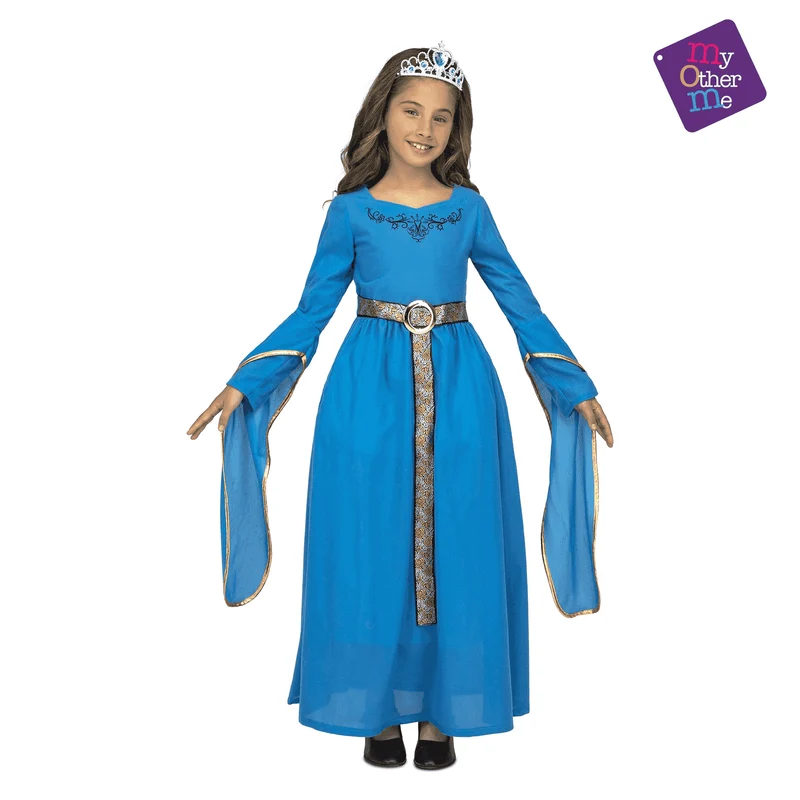 Disfraz de Princesa medieval azul 7-9 años infantil