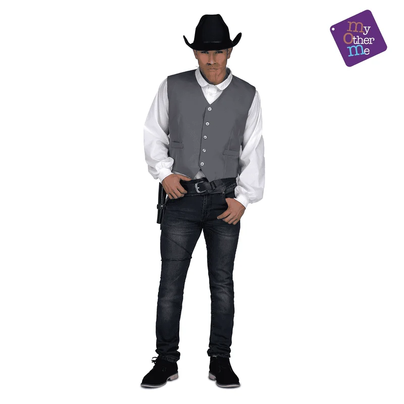 Chaleco Pistolero color gris para disfraz talla ML