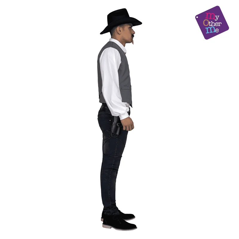 Chaleco Pistolero color gris para disfraz talla ML