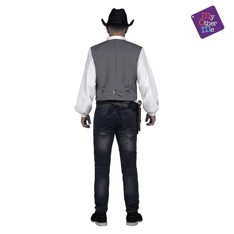 Chaleco Pistolero color gris para disfraz talla ML