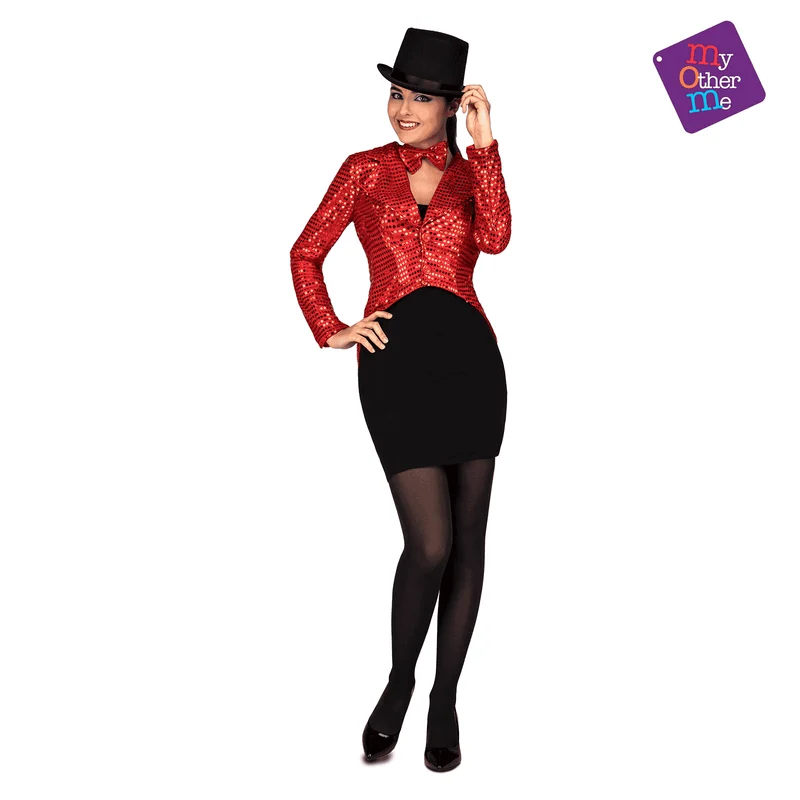 Chaqueta y pajarita Chaqué show woman color rojo para disfraz talla ML