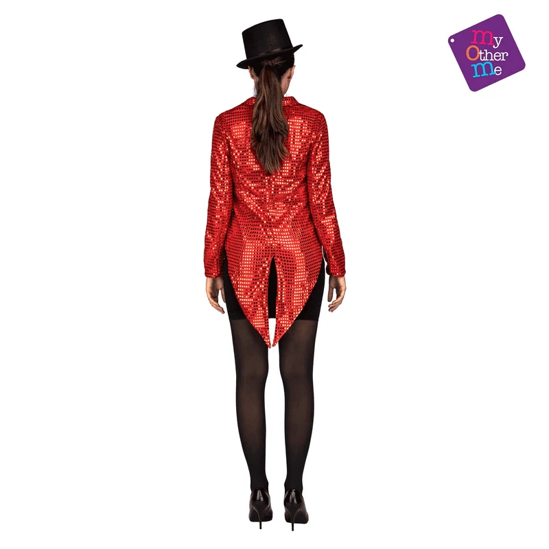 Chaqueta y pajarita Chaqué show woman color rojo para disfraz talla ML