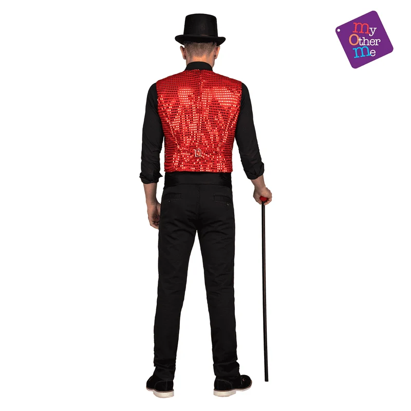 Chaleco Chaqué showman color rojo para disfraz talla ML