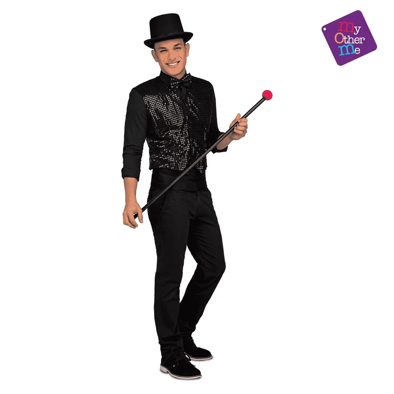 Chaleco Chaqué showman color negro para disfraz talla ML