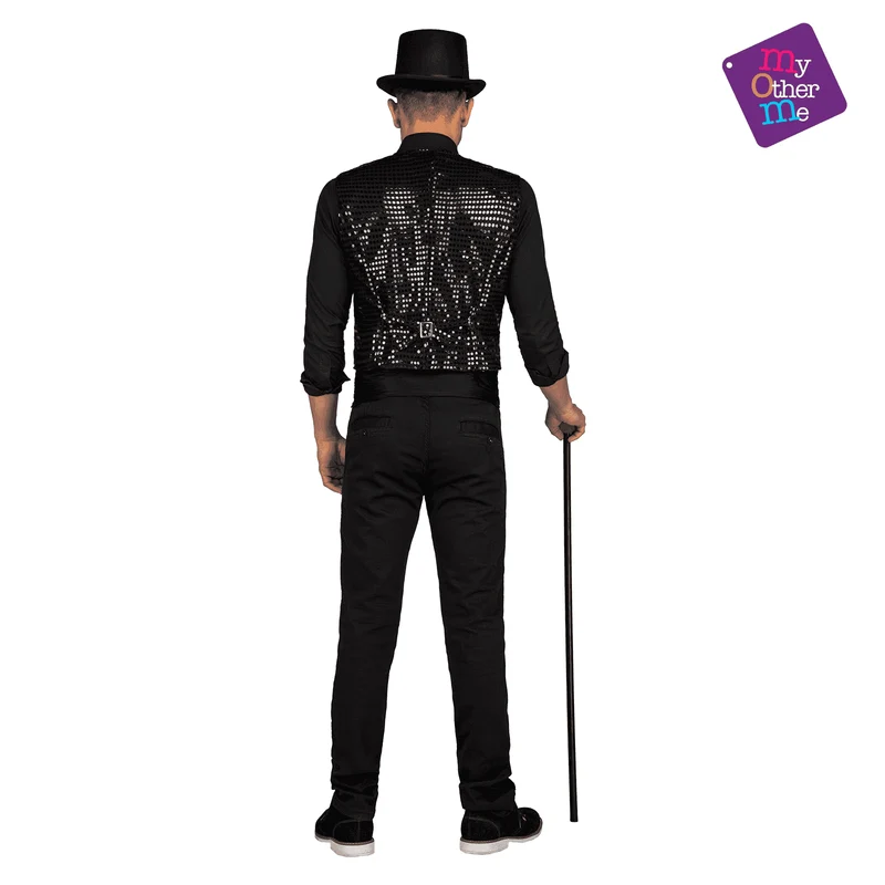 Chaleco Chaqué showman color negro para disfraz talla ML