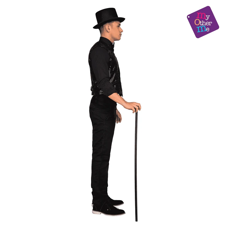 Chaleco Chaqué showman color negro para disfraz talla ML