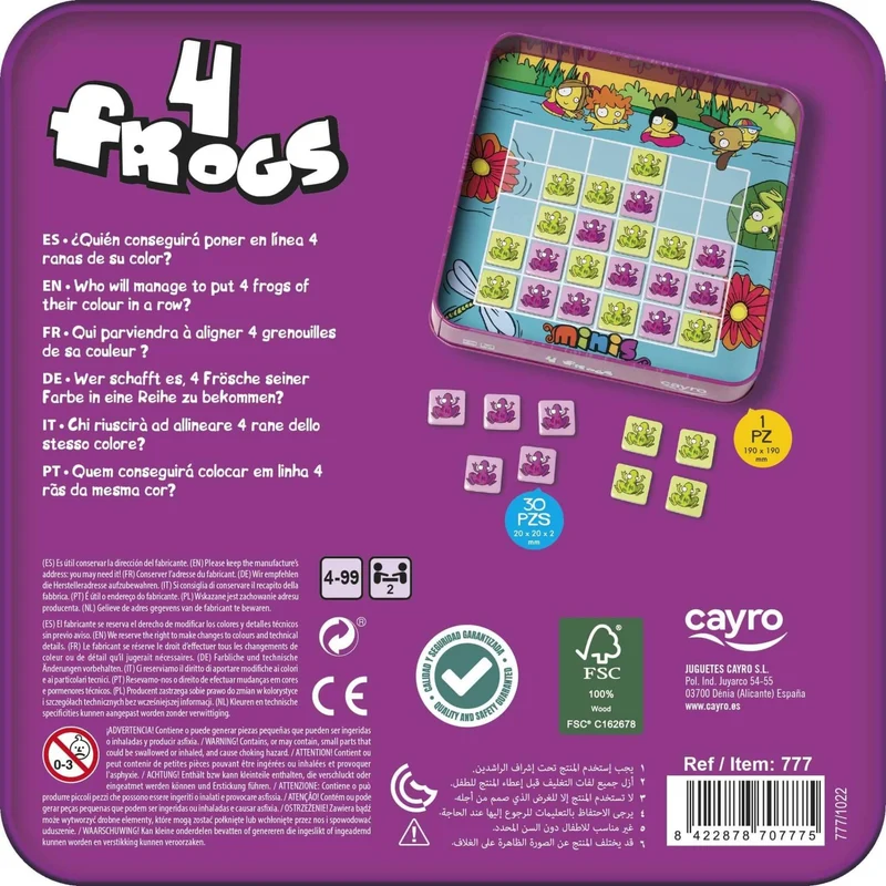 4 Frogs - Juego de mesa - Cayro - 2 jugadores - 4+ años - 15 min
