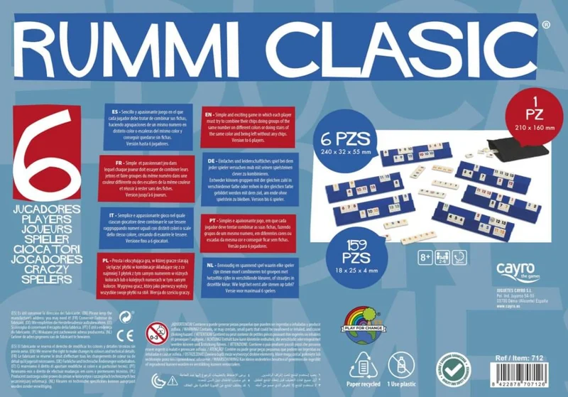 Rummi clasic 6 - Juego de mesa - Cayro - 2-6 jugadores - 8+ años - 30 min