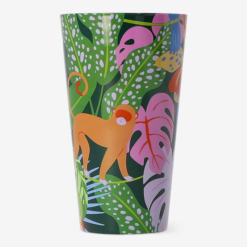 Reusable cup with tropical print