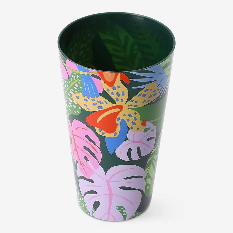 Reusable cup with tropical print