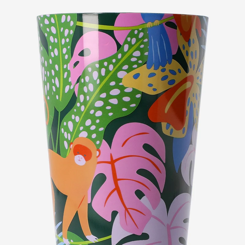 Reusable cup with tropical print